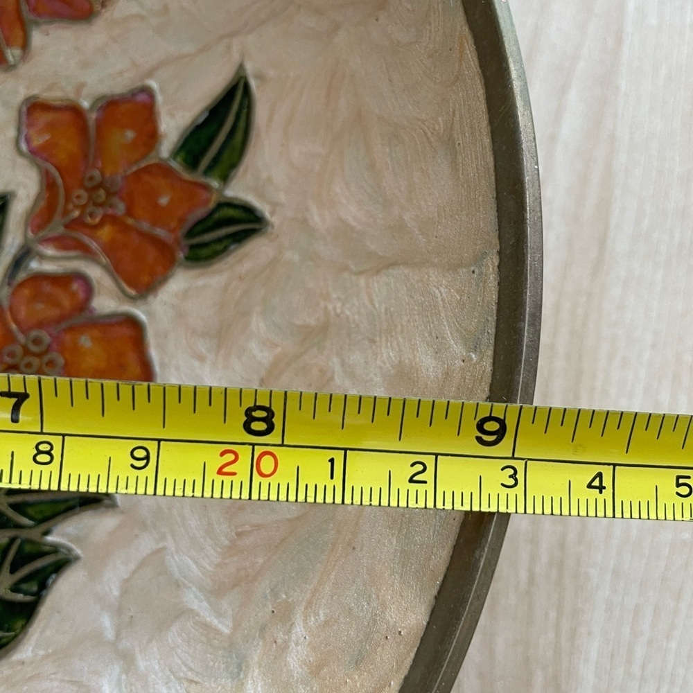 Vintage Enamelled Brass Floral Dish - Made in India - Picture 3 of 4